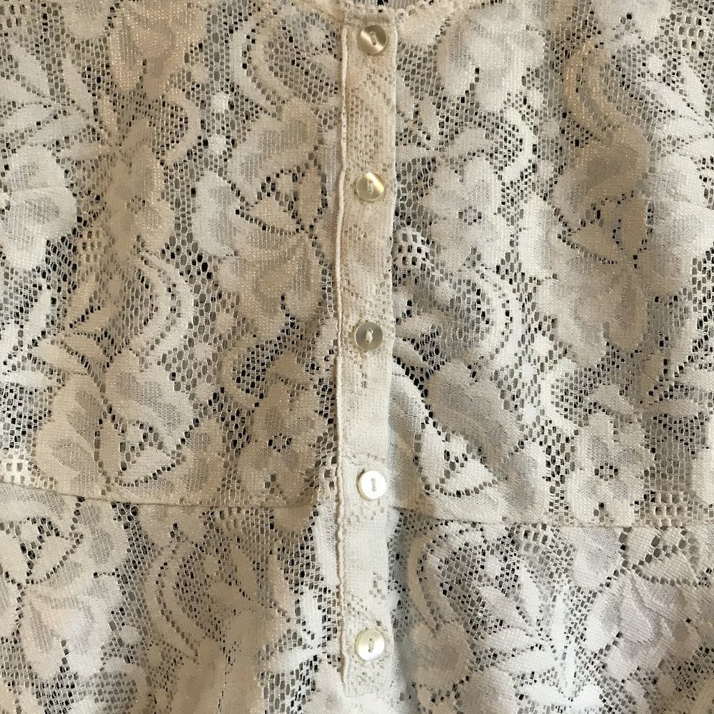 🌻 🌸 FREE PEOPLE Ivory Lace Smock Top - Sz XS - NEW - Picture 6 of 9
